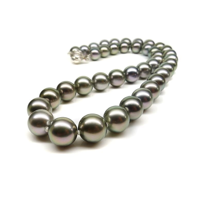 Collier en perles de culture bronzes de Tahiti - 7