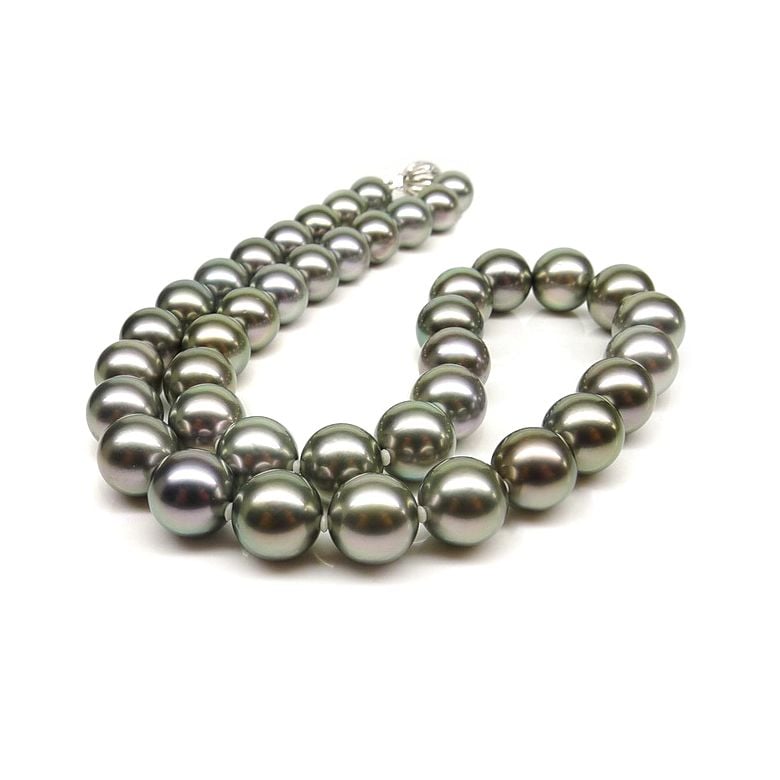 Collier en perles de culture bronzes de Tahiti - 1