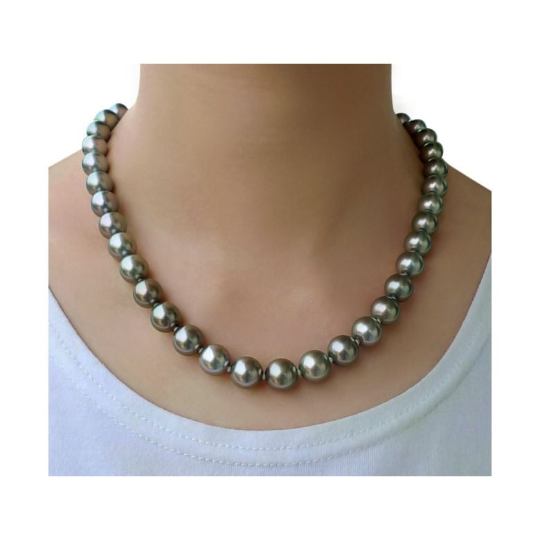 Collier en perles de culture bronzes de Tahiti - 6