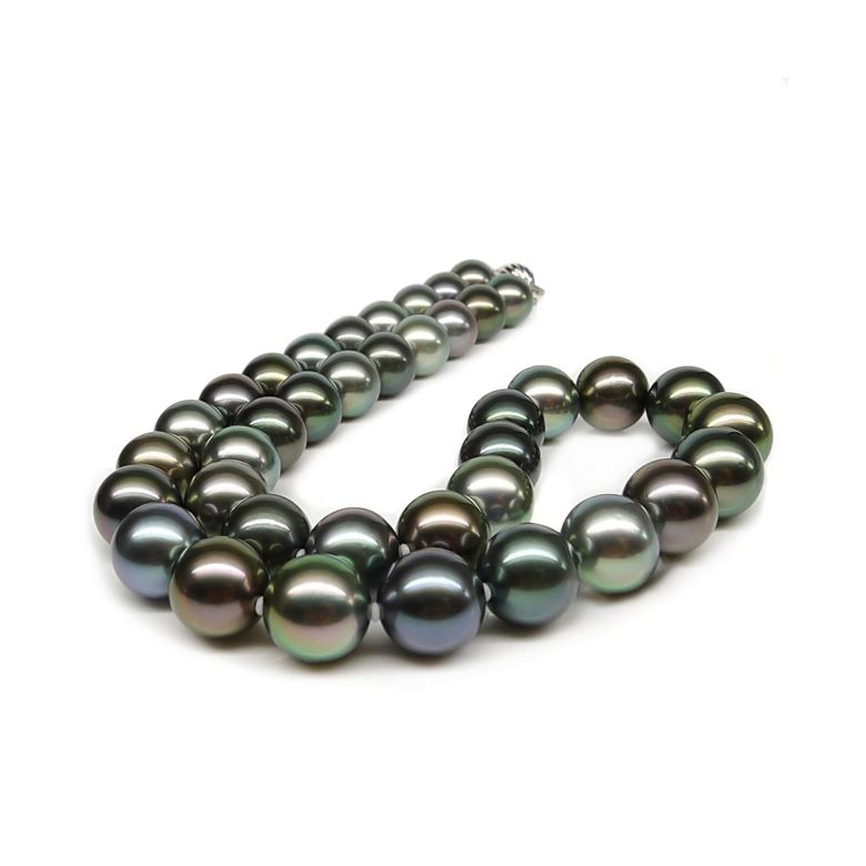 Collier perles Tahiti multicolores. Perles luxe Polynésie française - 1