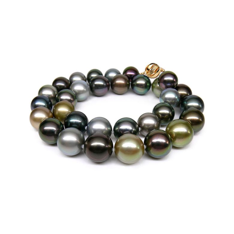 Collier perle Tahiti - Perles de culture multicolores - 12/14mm, AAA - 1