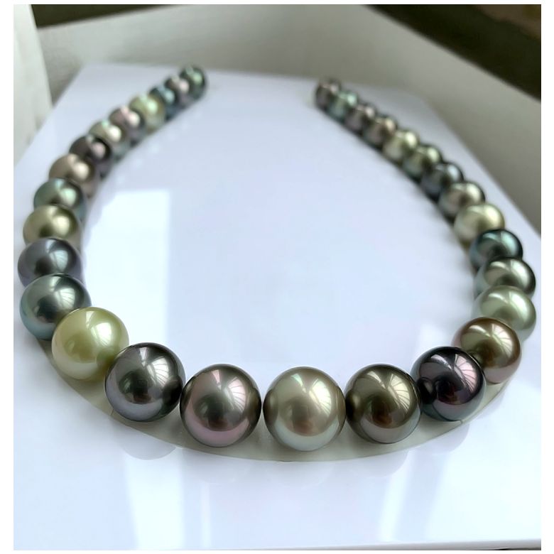 Collier perles de Tahiti multicolores - 13/14mm - AAA - 2