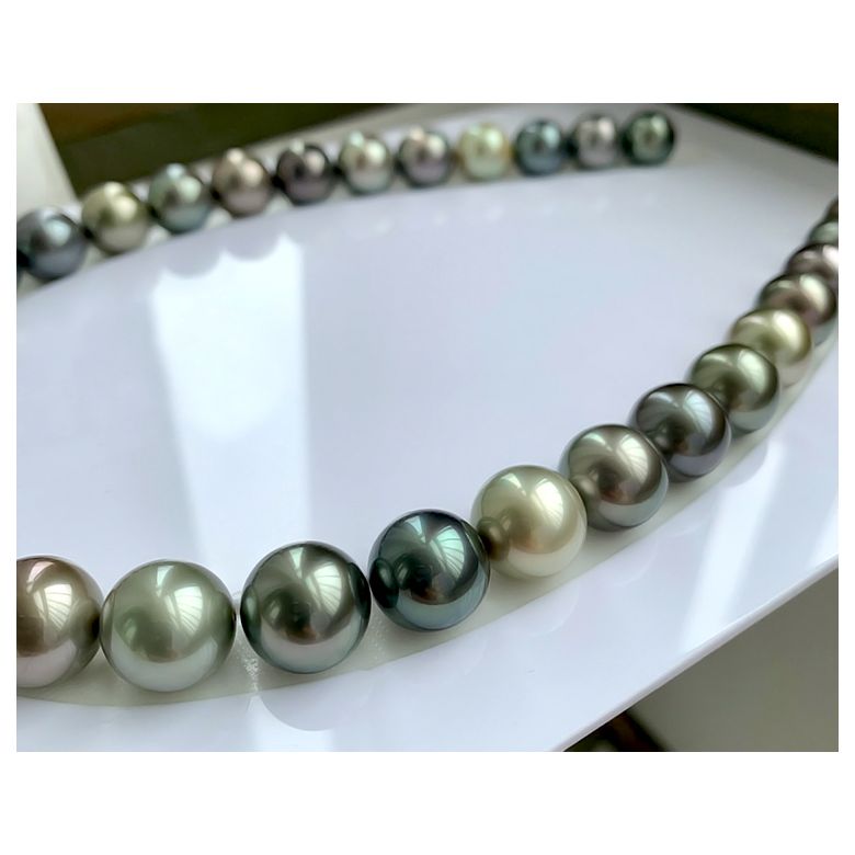 Collier perles de Tahiti multicolores - 13/14mm - AAA - 4