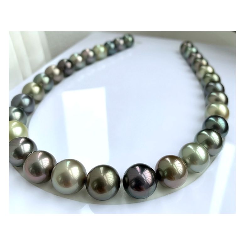 Collier perles de Tahiti multicolores - 13/14mm - AAA - 1