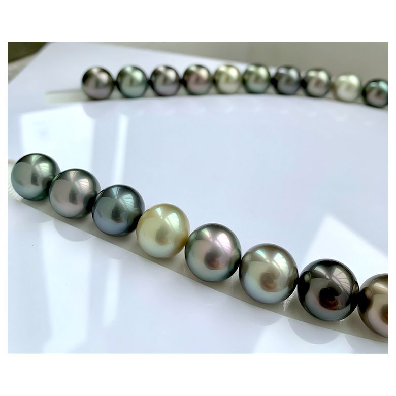 Collier perles de Tahiti multicolores - 13/14mm - AAA - 5