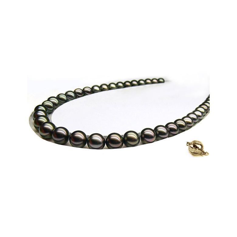 Les perles noires - Collier perles de Tahiti bronzes foncées - 10/12mm or jaune - 1