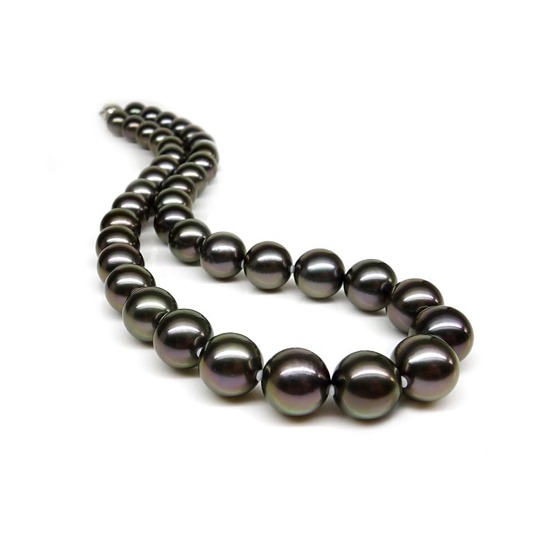 Les perles noires - Collier perles de Tahiti bronzes foncées - 10/12mm or jaune - 2