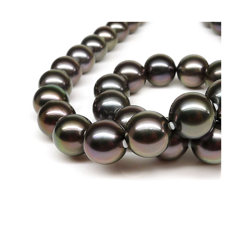 Les perles noires - Collier perles de Tahiti bronzes foncées - 10/12mm or jaune - 3