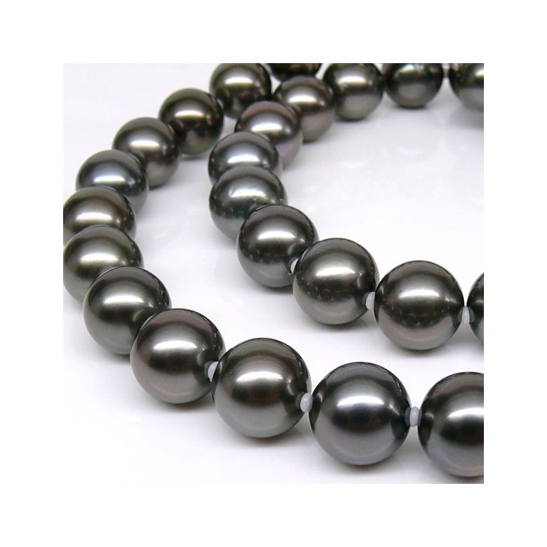 Collier perles de Tahiti noires - Perle de culture Polynésie 9/10mm or jaune - 2