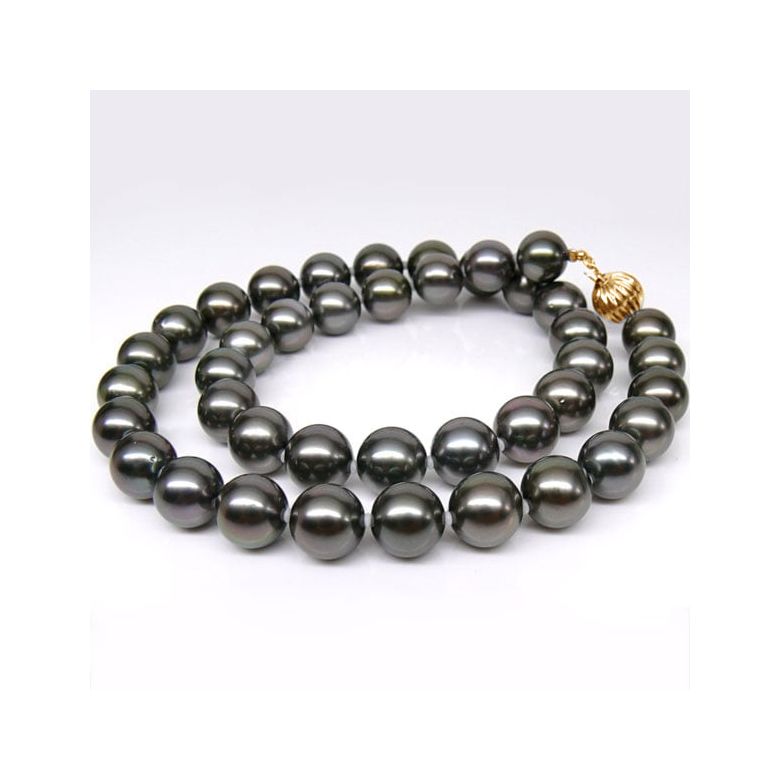 Collier perles de Tahiti noires - Perle de culture Polynésie 9/10mm or jaune - 4