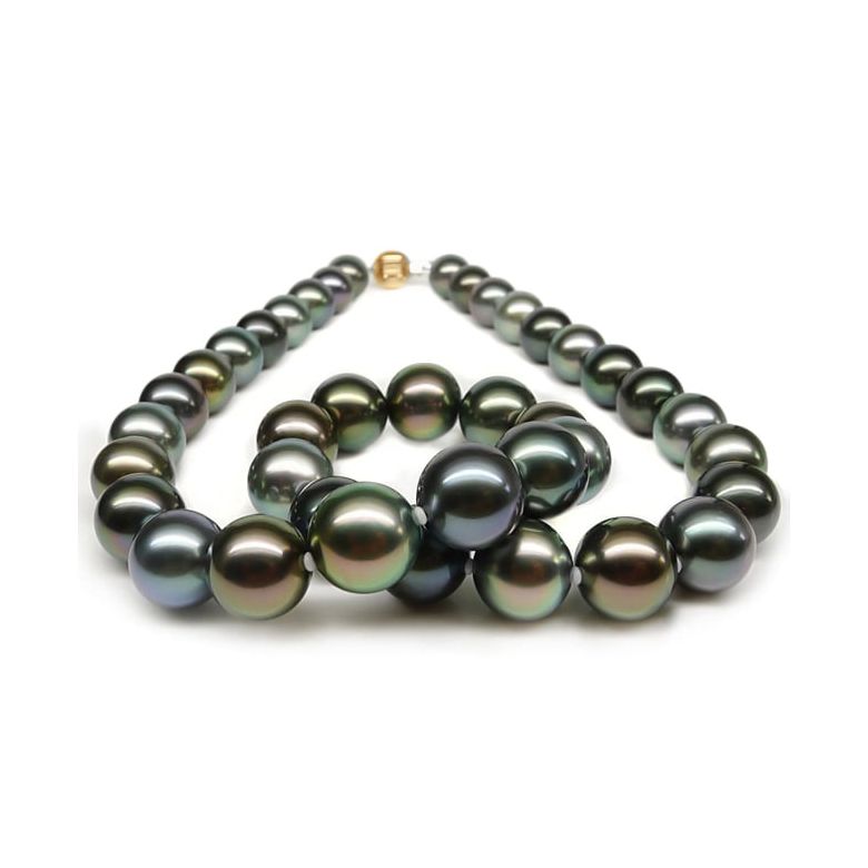 Collier perles Tahiti multicolores. Perles luxe Polynésie française or jaune - 4