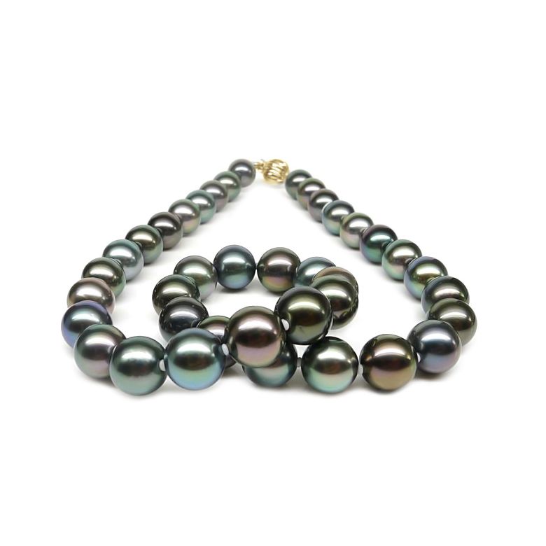 Collier en perles multicolores de Tahiti - 9/11mm, AAA or jaune - 1