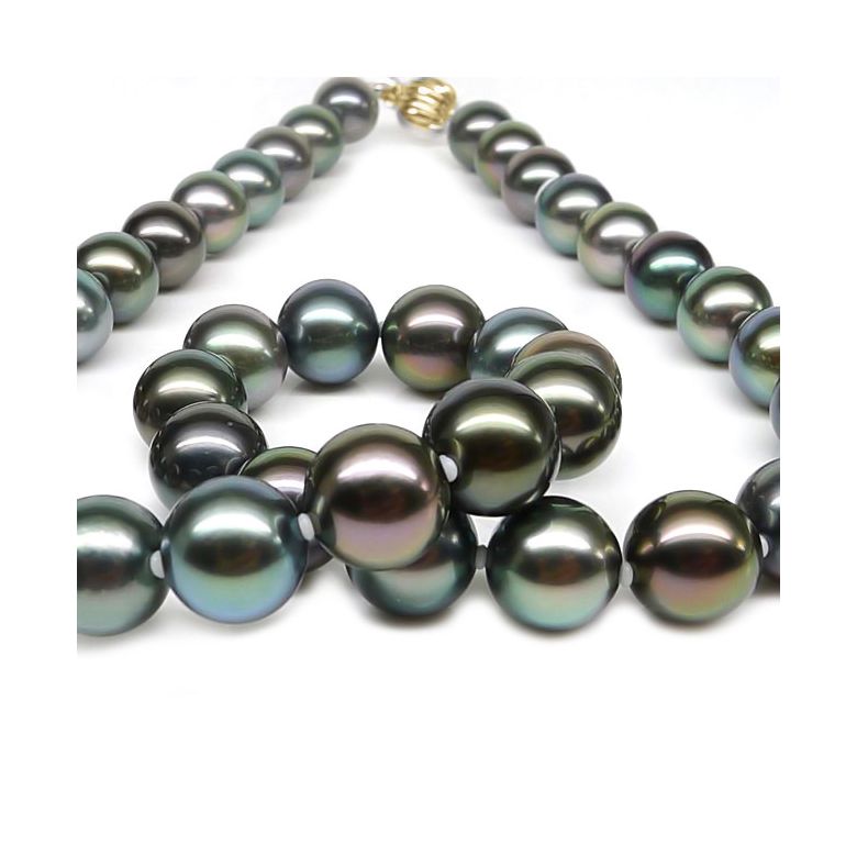Collier en perles multicolores de Tahiti - 9/11mm, AAA or jaune - 4