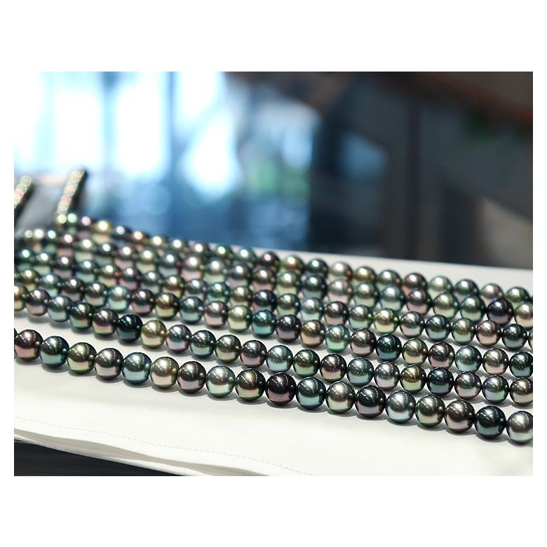 Collier en perles multicolores de Tahiti - 9/11mm, AAA or jaune - 5