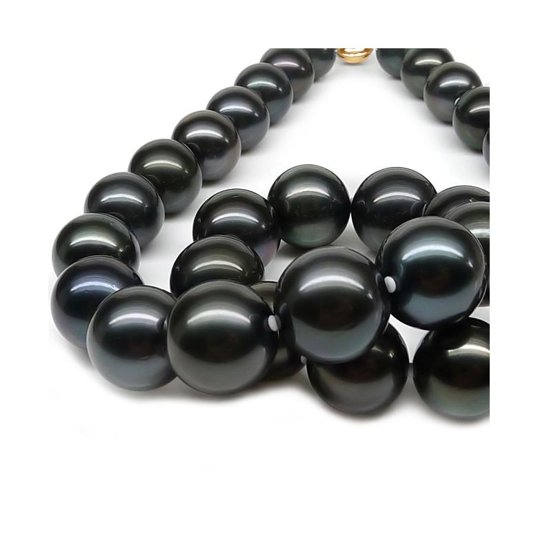 Collier en perles noires de Tahiti - 12/14mm, AAB or jaune - 4