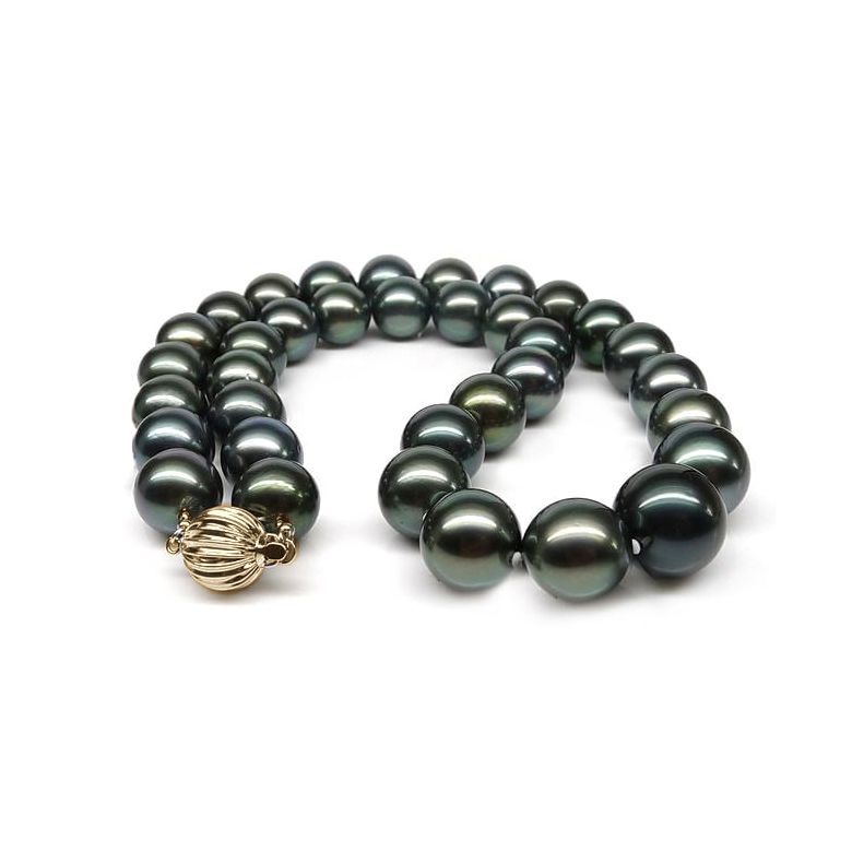 Collier en perles noires de Tahiti - 11/13mm, AAB or jaune - 1