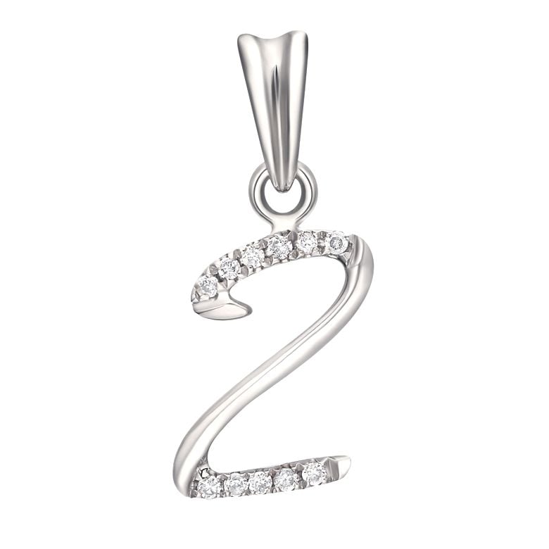 Pendentif chiffre 2 - Or blanc 18cts - Diamants 0.055ct - 1