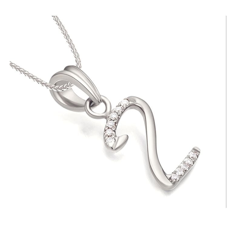 Pendentif chiffre 2 - Or blanc 18cts - Diamants 0.055ct - 2