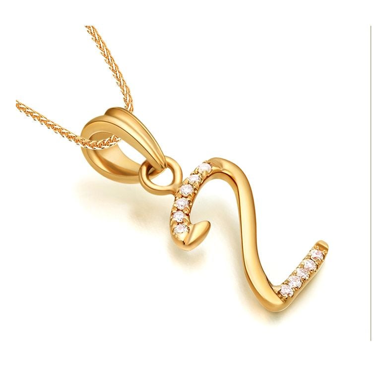 Pendentif chiffre 2 - Or jaune 18cts - Diamants 0.055ct - 2