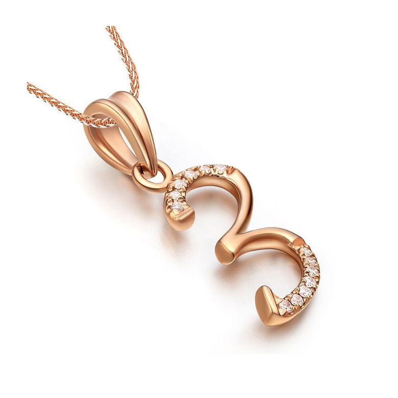 Pendentif chiffre 3 - Or rose 18cts - Diamants 0.065ct - 3