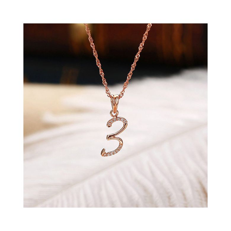 Pendentif chiffre 3 - Or rose 18cts - Diamants 0.065ct - 4