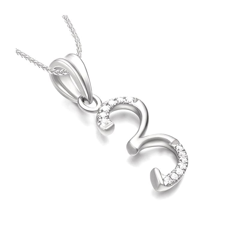 Pendentif chiffre 3 - Or blanc 18cts - Diamants 0.065ct - 4