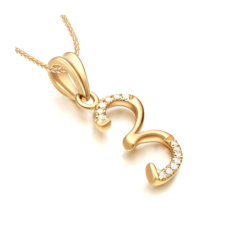 Pendentif chiffre 3 - Or jaune 18cts - Diamants 0.065ct - 3