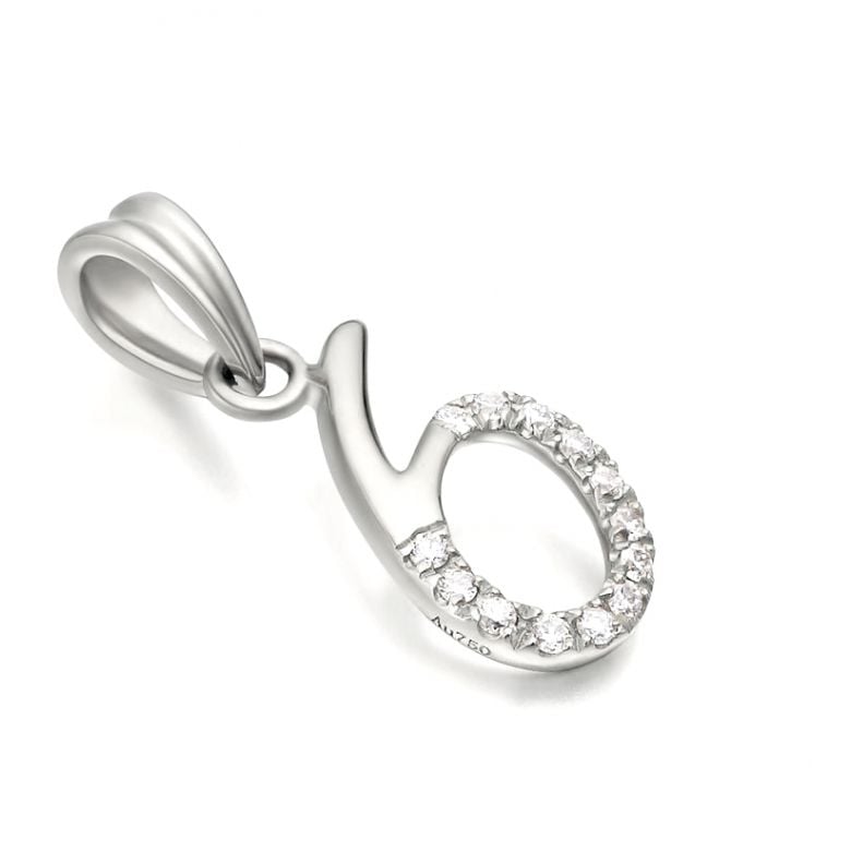 Pendentif chiffre 6 - Or blanc 18cts et diamants 0.065ct - 2