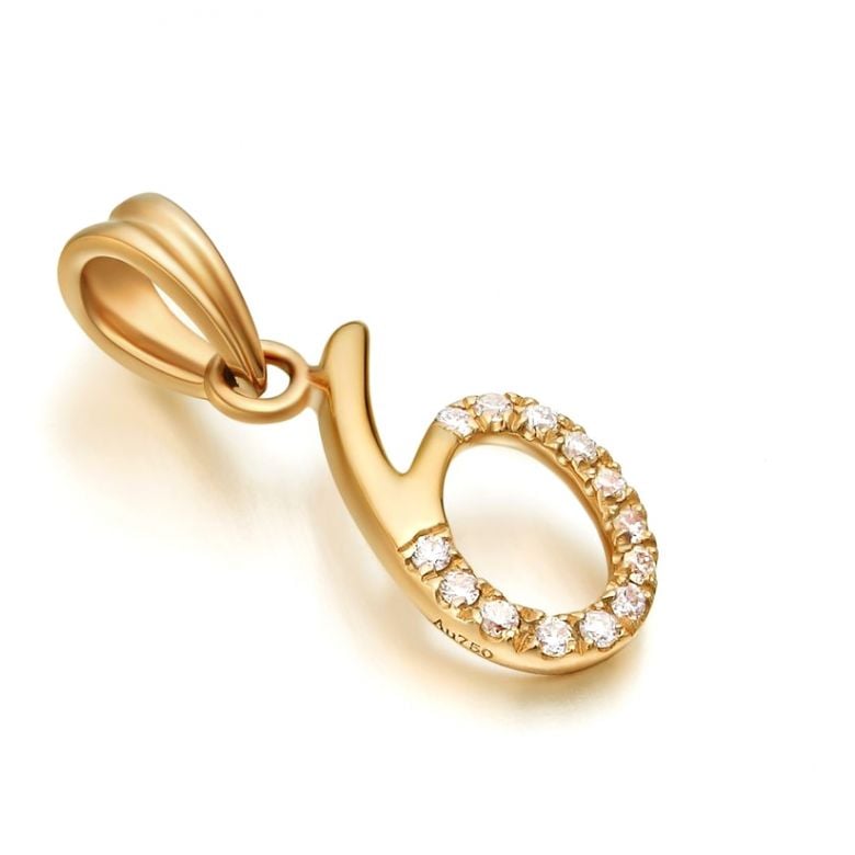 Pendentif chiffre 6 - Or jaune 18cts et diamants 0.065ct - 3