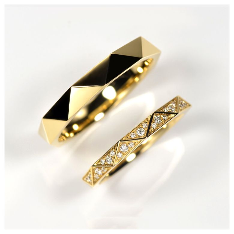 Alliance Homme Triangulaire - Or Jaune - 3