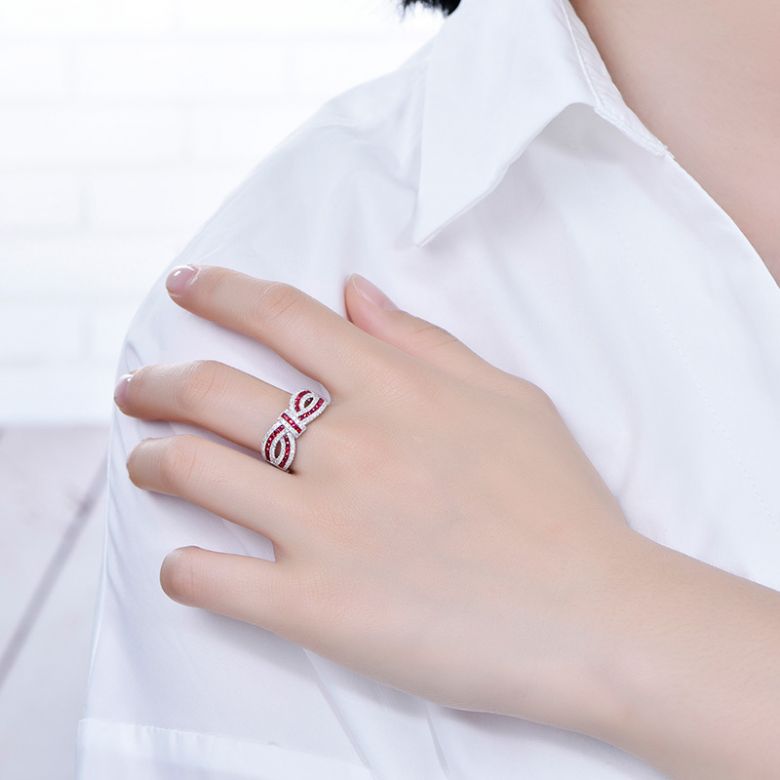 Bague Mandalay I Noeud Or blanc, Rubis, Diamant - 6