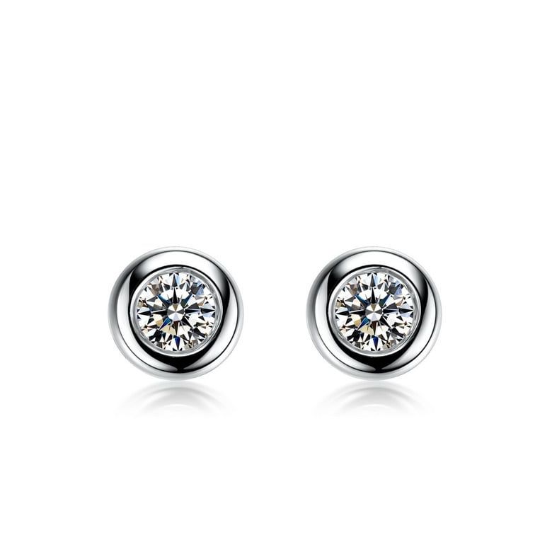 Puces diamants serties clos 0.20ct. Platine. Carat personnalisable - 1