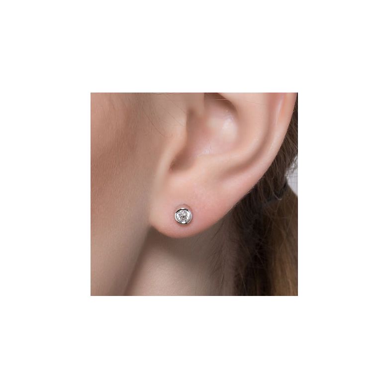 Puces diamants serties clos 0.20ct. Platine. Carat personnalisable - 2