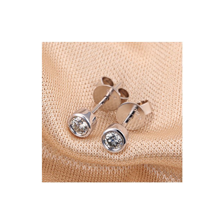 Puces diamants serties clos 0.20ct. Platine. Carat personnalisable - 3