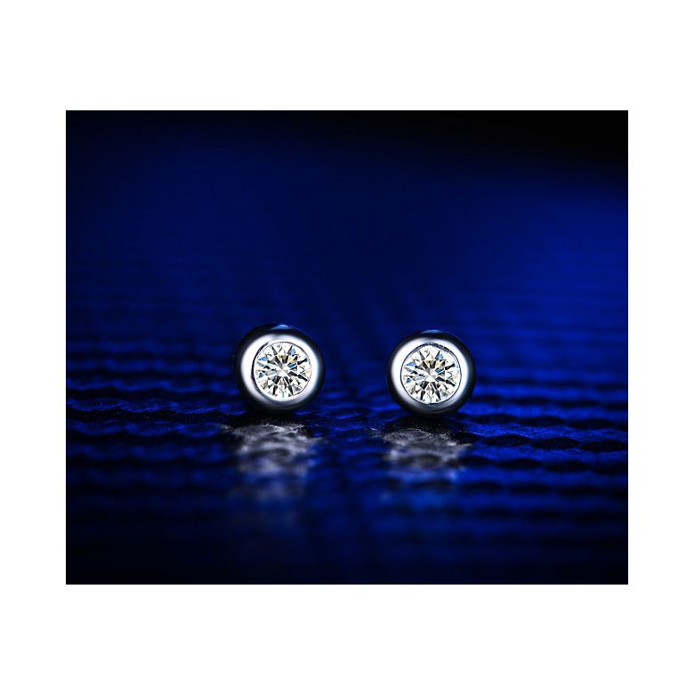 Puces diamants serties clos 0.20ct. Platine. Carat personnalisable - 5