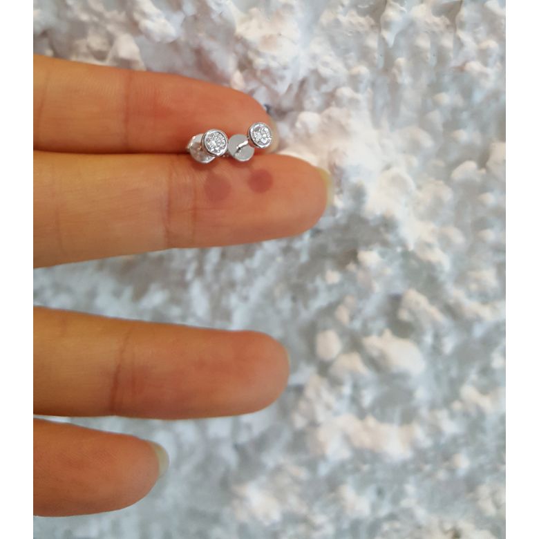 Puces diamants serties clos 0.20ct. Platine. Carat personnalisable - 6
