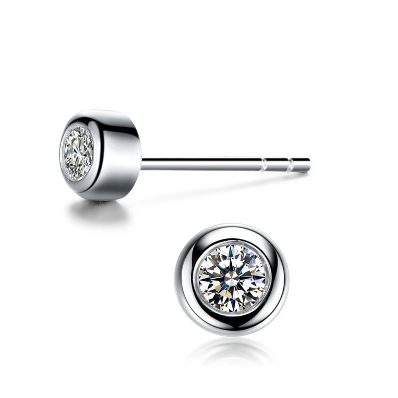 Puces diamants serties clos 0.20ct. Platine. Carat personnalisable - 8