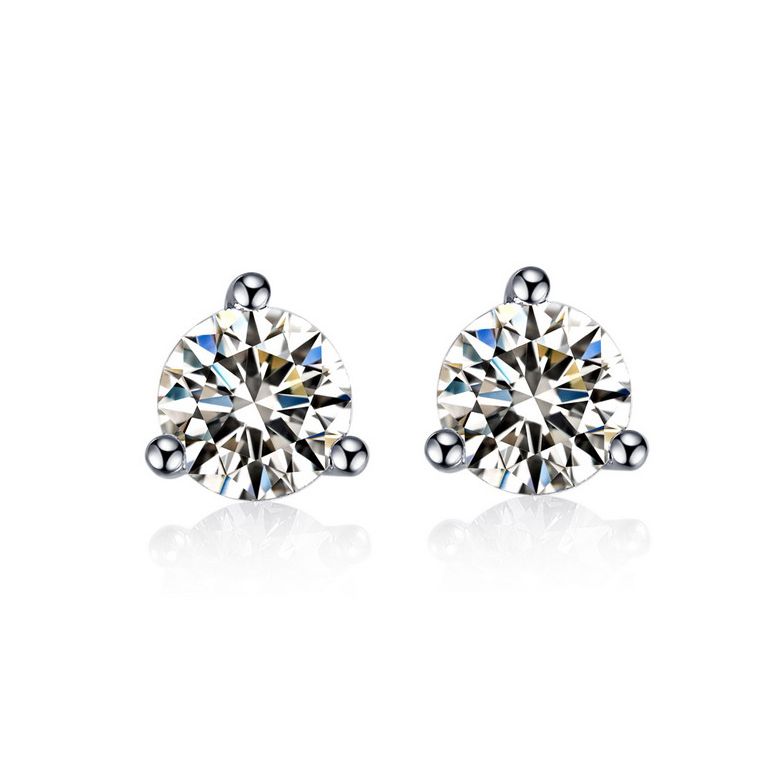 Puces diamants 0.10ct. Platine. Carat personnalisable - 1