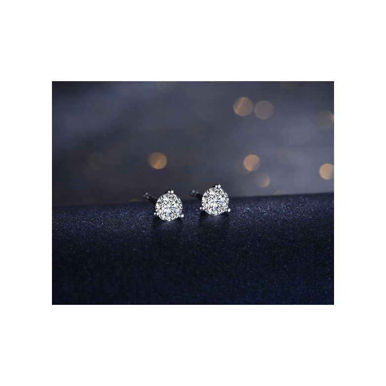 Puces diamants 0.10ct. Platine. Carat personnalisable - 3