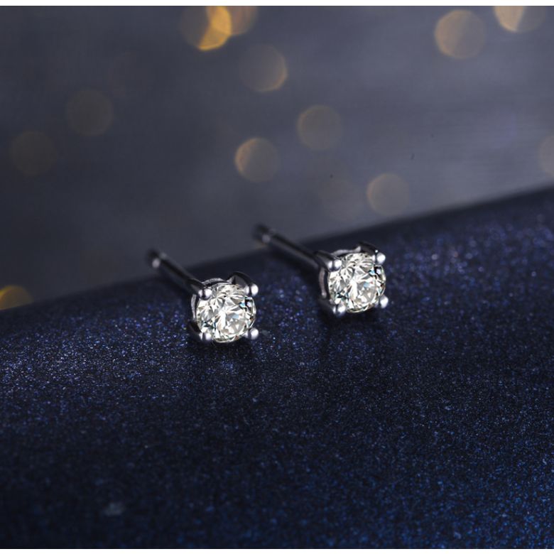 Puces diamants 0.20ct. Platine - Carat personnalisable - 6