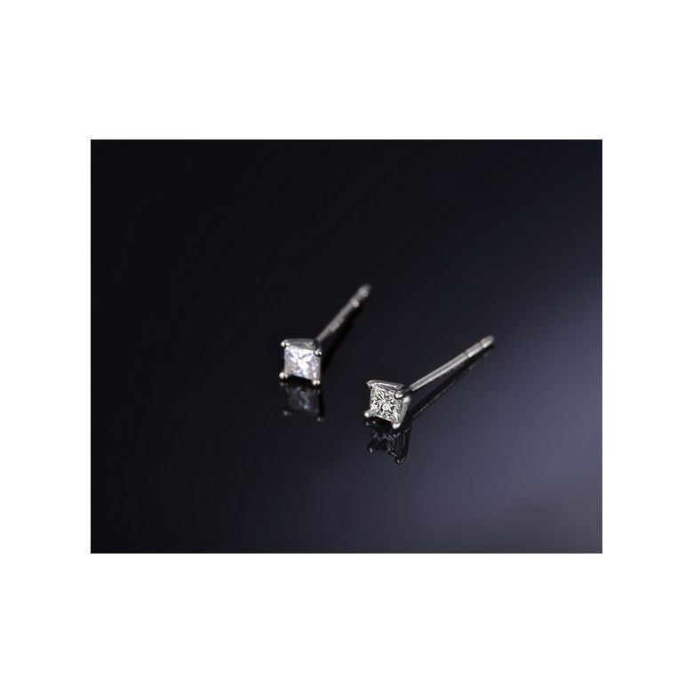 Puces diamants taille princesse 0.20ct. Platine. Personnalisable - 4