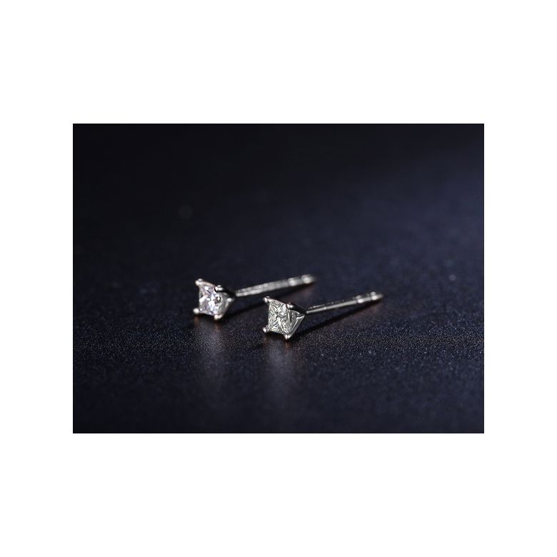 Puces diamants taille princesse 0.20ct. Platine. Personnalisable - 6