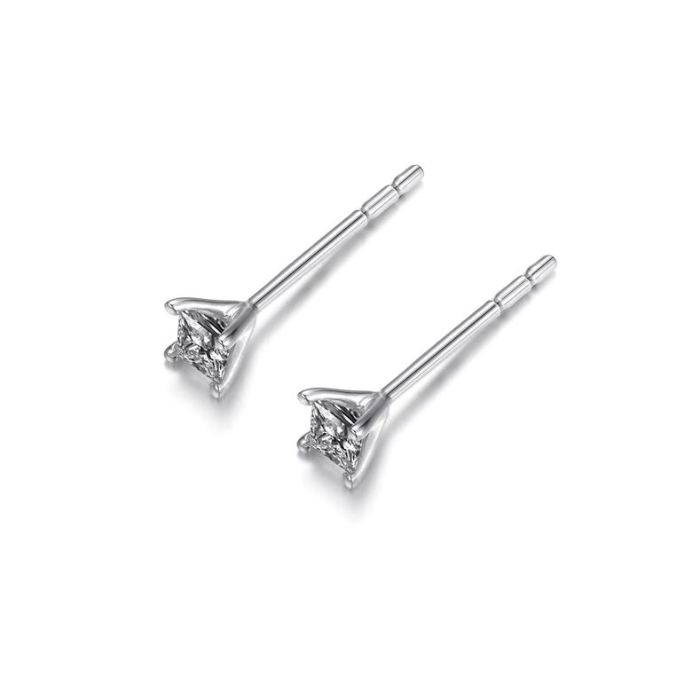 Puces diamants taille princesse 0.20ct. Platine. Personnalisable - 7
