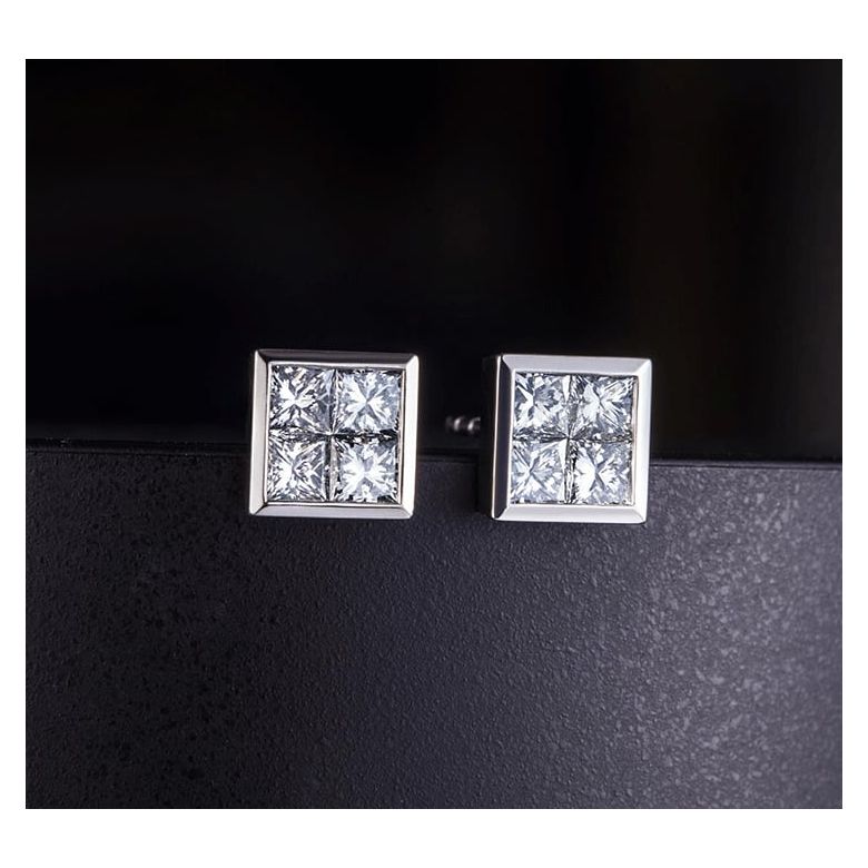 Boucles puces diamants princesse 0.40ct. Platine. Personnalisable - 4