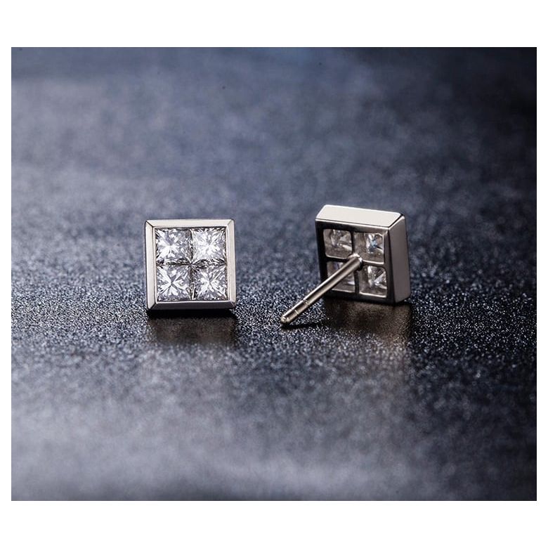Boucles puces diamants princesse 0.40ct. Platine. Personnalisable - 5