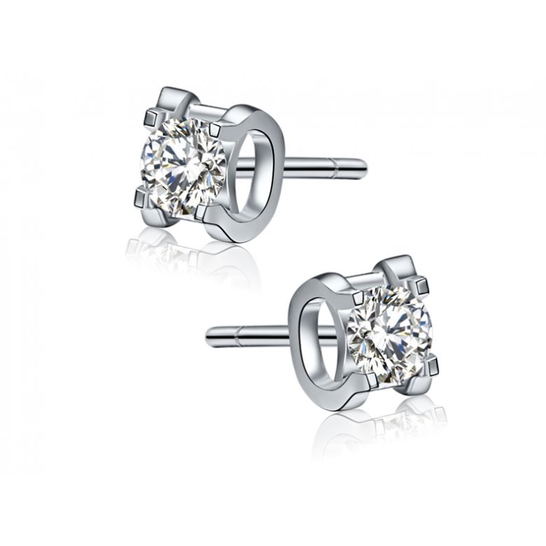 Puces diamants griffes taille brillant 0.20 carat. Personnalisables platine - 4