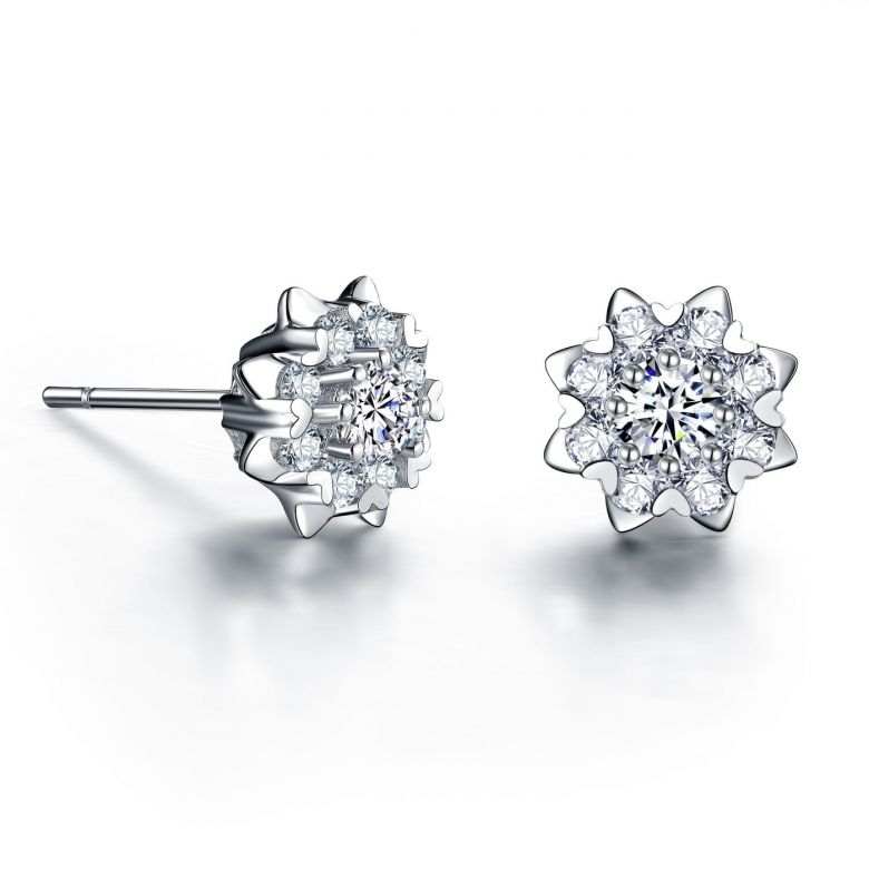 Boucles d'oreilles meravigliosa. Platine, diamants 0.26ct - 1