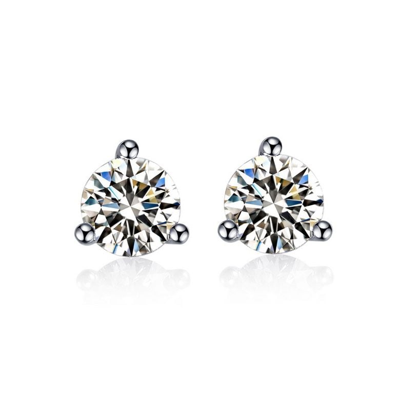 Puces diamants 0.10ct. Or blanc. Carat personnalisable - 1
