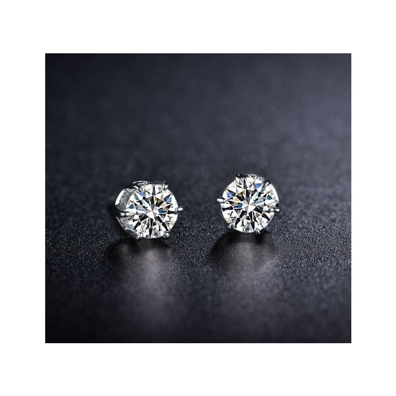 Puces diamants 0.50ct. Or blanc - Carat personnalisable - 3