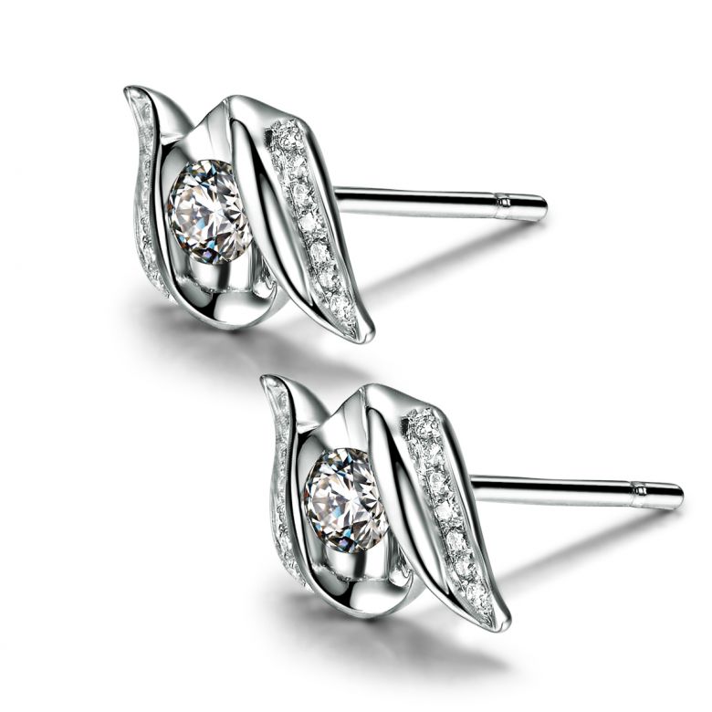 Boucles d'oreilles pendantes. Or blanc Diamants. Carat personnalisable - 7